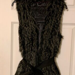 Express Women's Black Faux Fur Vest